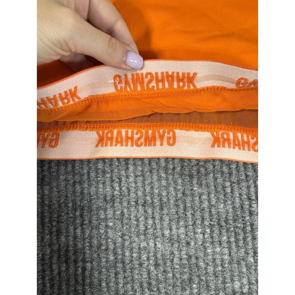 Gymshark Orange Sports Bra Racerback Logo Accent Breathable Knit Pullover - Picture 2 of 6